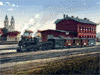 Krzeszow- budynek stacji z poci�giem